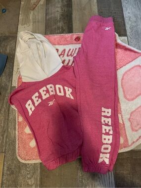 Reebok Pink Hooded Sweatshirt & Joggers Kids Matching Set